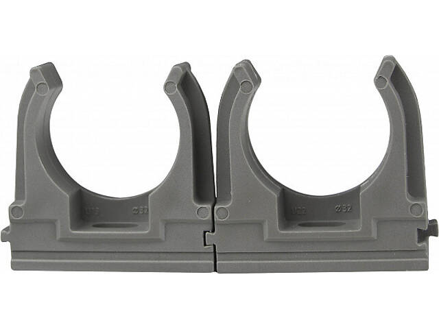 ⌀32мм тримач-кліпса з фіксатором, під дюбель, сірий поліпропілен (25шт) [2417] АСКО - Фото 2