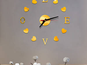 3D настенные часы, безкаркасные часы, часы наклейки 40-60 см Золотой