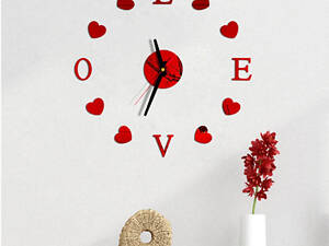 3D настенные часы, безкаркасные часы, часы наклейки 40-60 см Красный