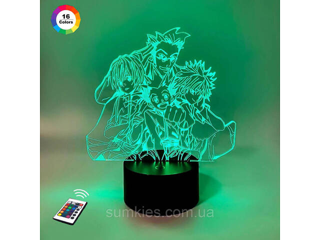 3D-нічник 'Курапіка, Леоріо, Кіллуа та Гон з аніме «Хантер х Хантер» (УВАЧНЕ ЗОБРАЖЕННЯ) 3DTOYSLAMP - Фото 1