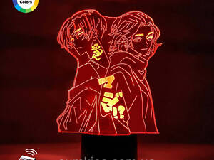 3D нічник 'Манджеро та Сано' (ВОЛІЧНЕ ЗОБРАЖЕННЯ)+ пульт ДК + батарейки (3АА) 3DTOYSLAMP