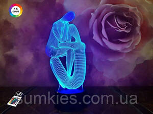 3D нічник 'Медитація 2' (ВОЛІЧНЕ ЗОБРАЖЕННЯ) + пульт ДК + мережевий адаптер + батарейки (3 ААА) 3DTOYSLAMP