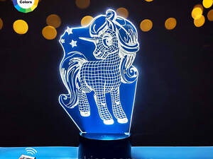 3D-нічник 'My Little Pony 2' (ВОЛІЧНЕ ЗОБРАЖЕННЯ)+ пульт ДК+ батарейки (3 ААА) 3DTOYSLAMP
