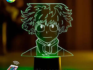 3D нічник 'Мідорія' (ВОЛІЧНЕ ЗОБРАЖЕННЯ)+ пульт ДК + мережевий адаптер + батарейки (3ААА) 3DTOYSLAMP