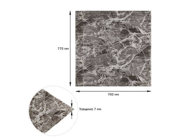 3D панель самоклеюча кладка 700х770х7мм Чорна-біла (330) SW-00000674 - Фото 3
