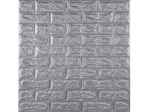 3D панель самоклеюча 700х770х7мм цегла Срібло (017-7) SW-00000059