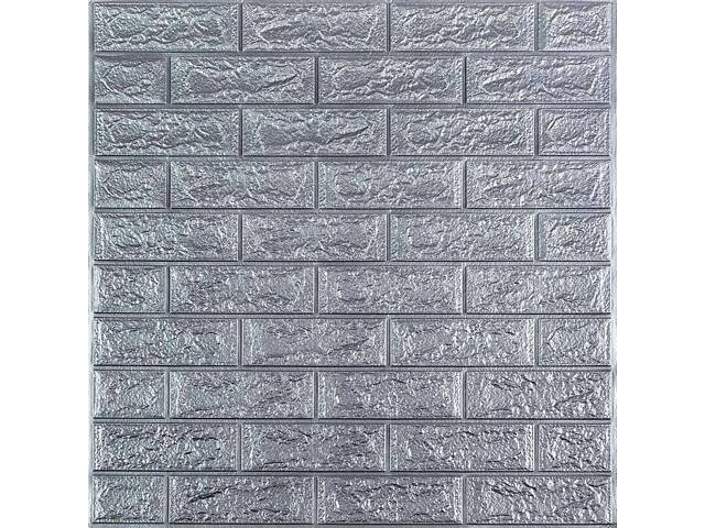 3D панель самоклеющаяся кирпич Серебро 700х770х3мм (017-3) SW-00000230 - Фото 1