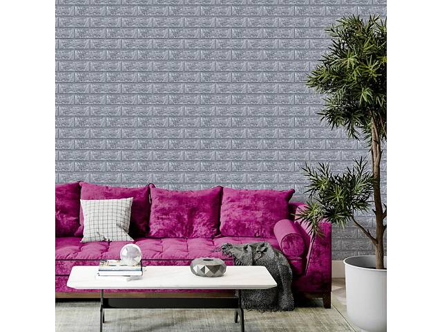3D панель самоклеющаяся кирпич Серебро 700х770х3мм (017-3) SW-00000230 - Фото 5