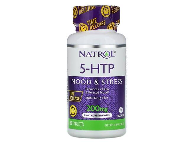 5-HTP 5-гидрокси L-триптофан TR, Natrol, замедленного высвобождения, 200 мг, 30 таб.