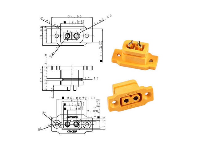 50 шт - Конектор AMASS XT60E Female з кришечкою та гвинтами - Фото 4