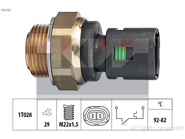 550 128 KW Датчик включення вентилятора (аналог EPS 1.850.128/Facet 7.5128 )
