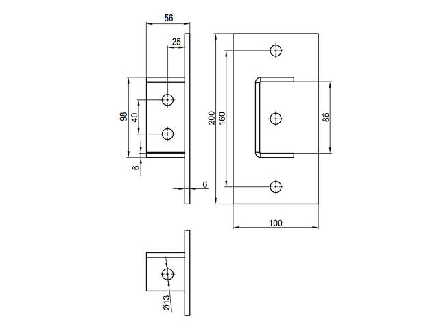 56х200х100мм сталь 6мм кріплення стельове для профілю 82х41 оцинковане [BSF8202HDZ] BSF-82 B5 Combitech ДКС - Фото 2