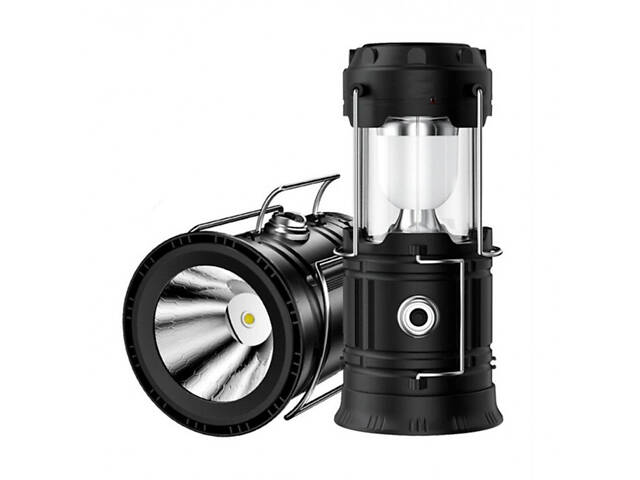 5800T Ліхтарик акумуляторний кемпінговий із сонячною панеллю USB Powerbank лампа світлодіодна - Фото 1