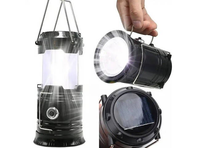 5800T Ліхтарик акумуляторний кемпінговий із сонячною панеллю USB Powerbank лампа світлодіодна - Фото 4