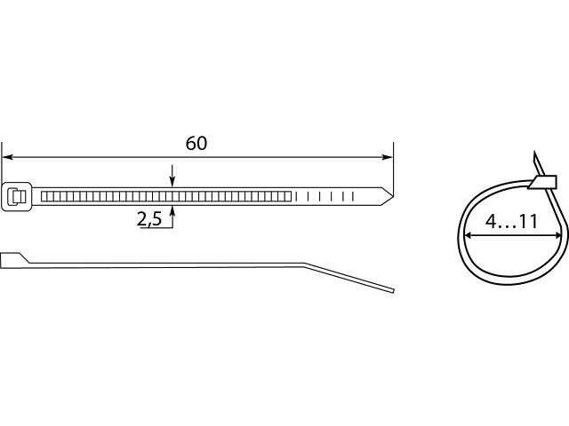 60х2.5мм Кабельна стяжка (хомут) нейлон білий (100 шт.) [A0150090001] АСКО - Фото 4