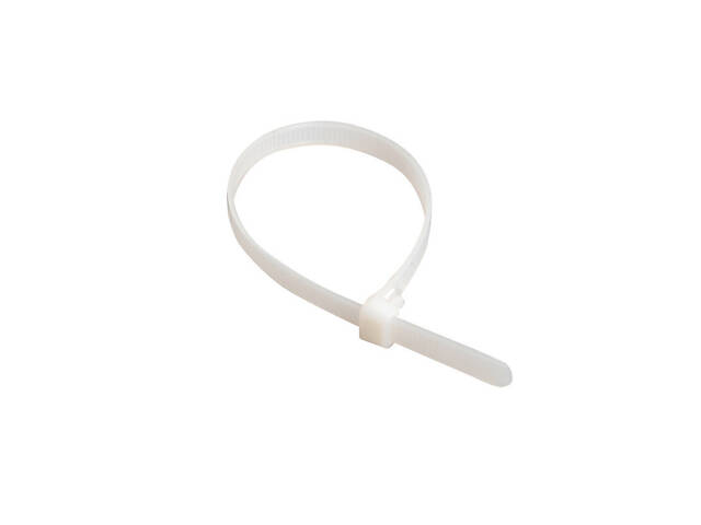 7х200мм Кабельна стяжка (хомут) багаторазова поліамід 6.6 біла (100шт.) [UHH50-7-200-100] UEC - Фото 1