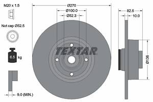 92154503 TEXTAR Диск гальмівний з підшипником та магнітним кільцем