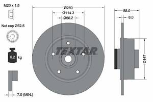 92196003 TEXTAR Диск гальмівний з підшипником та магнітним кільцем