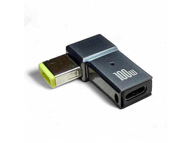 Адаптер для заряджання ноутбуків Lenovo Type-C to DC з прямокутним роз'ємом 6.0-10mm 100W - Фото 1