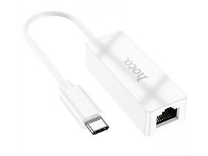 Адаптер перехідник Hoco UA22 LAN 100 Mbps Type-C to RJ45 (F) 14.5 см - White
