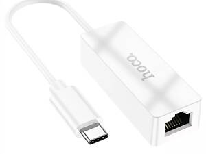 Адаптер переходник Hoco UA22 LAN 100 Mbps Type-C to RJ45 (F) 14.5 см - White
