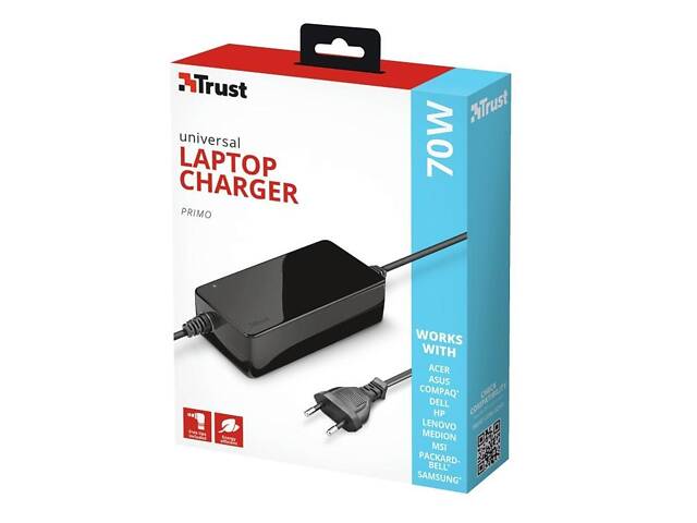 Адаптер живлення Trust Primo 70W-19V Universal Laptop Charger BLACK (22141_TRUST) - Фото 4