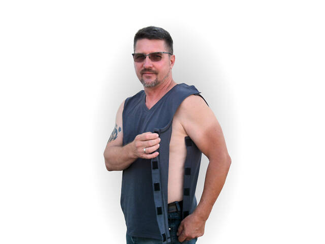 Майка адаптивна V-виріз трикотаж сіра - Фото 4