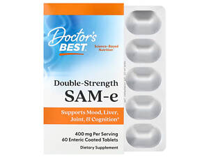 Аденозилметионин, SAM-e (S-Adenosyl-L-Methionine), Doctor's Best, 400 мг, 60 вегетарианских таблеток в