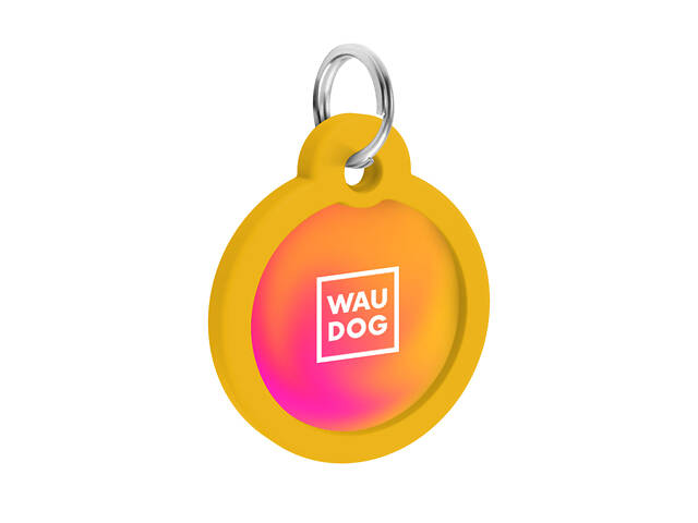 Адресник для собак і котів металевий WAUDOG Smart ID з QR паспортом, малюнок 'Градієнт помаранчевий', коло, Д 30 мм - Фото 4