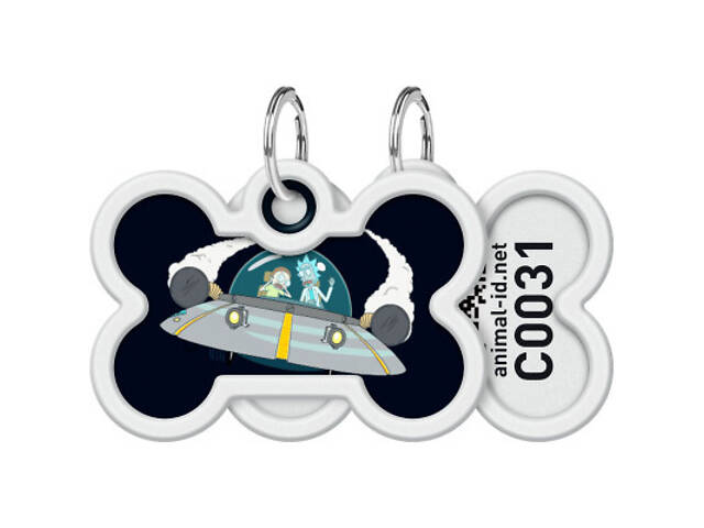 Адресник для тварин WAUDOG Smart ID з QR паспортом 'Рік і Морті 1', кістка 40х28 мм (231-0280) - Фото 1