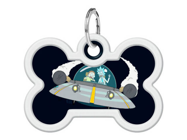 Адресник для тварин WAUDOG Smart ID з QR паспортом 'Рік і Морті 1', кістка 40х28 мм (231-0280) - Фото 2