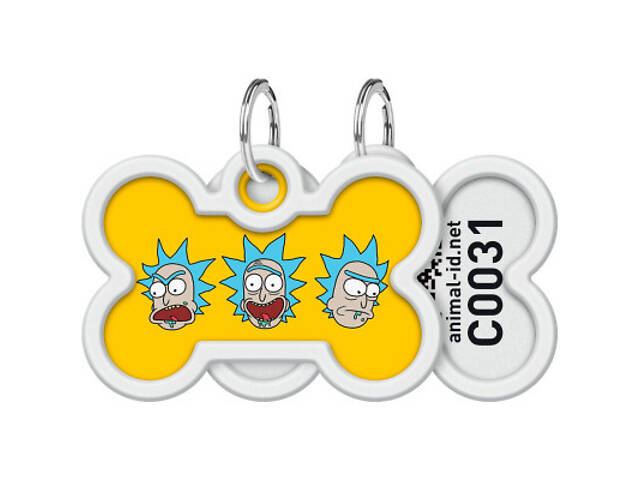 Адресник для тварин WAUDOG Smart ID з QR паспортом 'Рик і Морті 3', кістка 40х38 мм (231-0282) - Фото 1