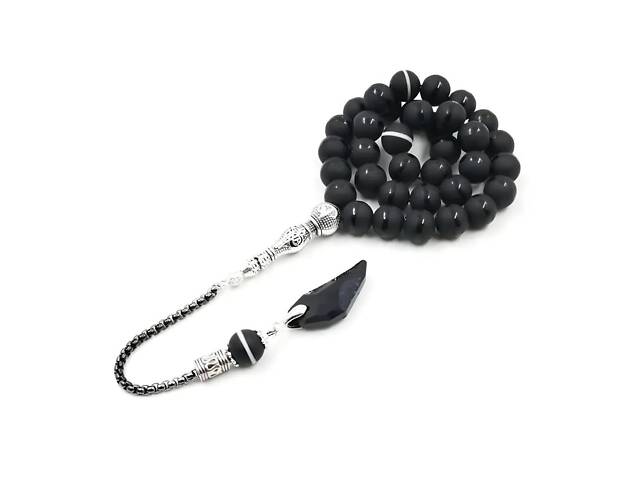 Агатові чотки RESTEQ з металевим китицем — 33 намистини по 10 мм, 27 см, чотки з агату - Фото 5