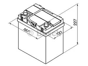 Аккумулятор, BOSCH S4 40Ah/330A (L+, 187x127x227) (тонкие клеммы)