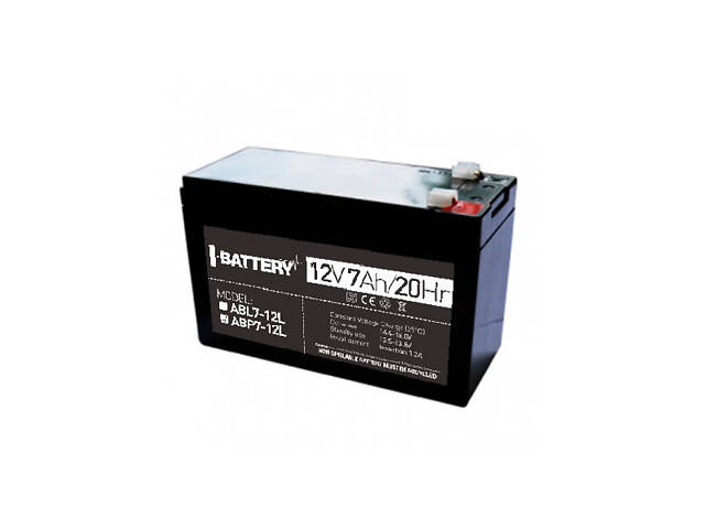 Аккумулятор 12В 7 Ач для ИБП I-Battery ABP7-12L - Фото 1