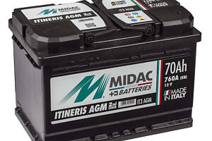 Акумулятор автомобільний MIDAC ITINERIS START STOP AGM, 12V, 70Ah,760А R Італія