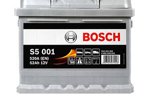 Аккумулятор автомобильный BOSCH (S50 010) (LB1) 52Ah 520A R+