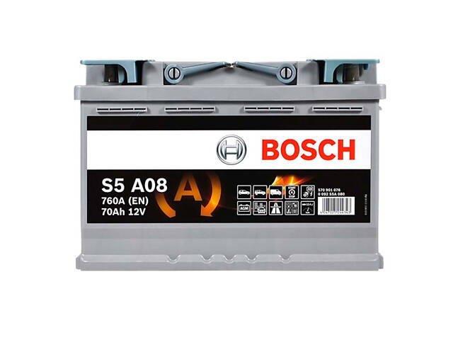 Акумулятор автомобільний BOSCH AGM (S5A 080) (L3) 70Ah 760A R+