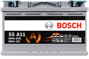 Акумулятор автомобільний BOSCH AGM (S5A 110) (L4) 80Ah 800A R+