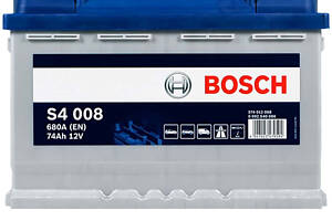 Аккумулятор автомобильный Bosch S4 74ah 680A (R+) (S40 080) (L3)