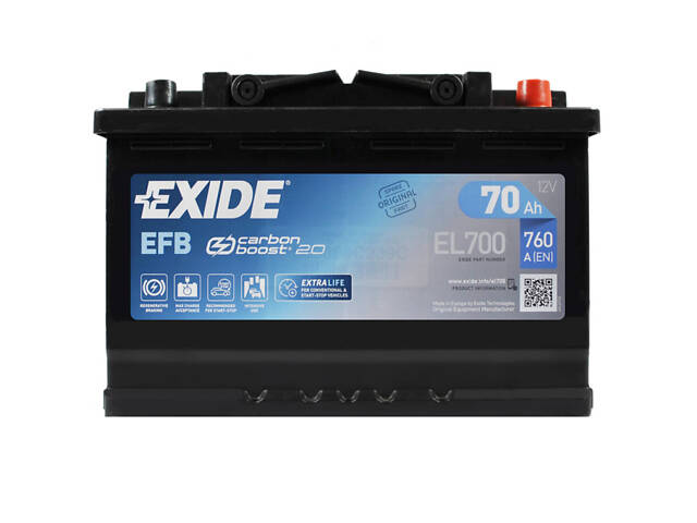 Акумулятор автомобільний EXIDE Start-Stop EFB 70Аh 760A R+