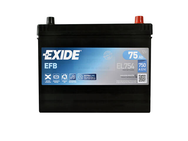 Автомобільний акумулятор EXIDE Start-Stop EFB Asia 75Аh 750A R+ (D26)