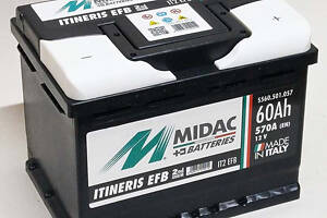 Акумулятор автомобільний MIDAC ITINERIS EFB START STOP 6-СТ 60 Ач R+ 570A Італія