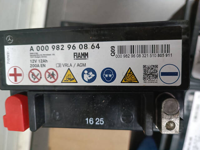 Аккумулятор бортсети AGM (12V, 12Ah, 200A) Mercedes: A000982960864 - Фото 1