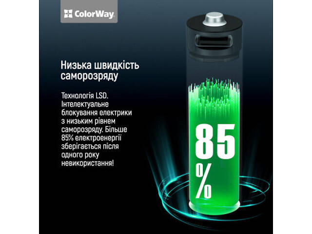 Акумулятор ColorWay AA USB-С 2220 mAh 1.5V (2шт) (Li-Polymer) (CW-UBAA-10) - Фото 6