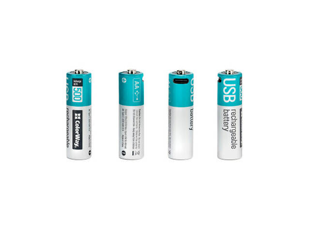 Акумулятор ColorWay AA USB-С 2220 mAh 1.5V (2шт) (Li-Polymer) (CW-UBAA-10) - Фото 9