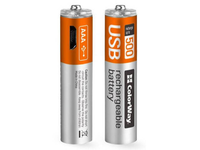 Акумулятор ColorWay AAA USB-micro 400 mAh * 2 (CW-UBAAA-01) - Фото 1