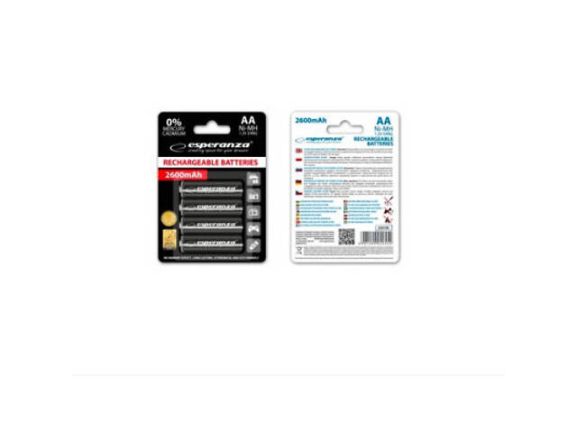 Акумулятор Esperanza AA 2600mAh Ni-MH * 4 мікс кольорів (EZA106) - Фото 1