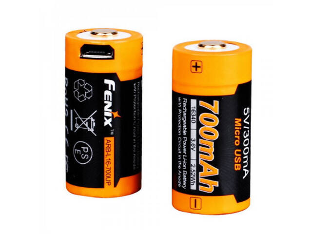 Акумулятор Fenix 16340 700 UP mAh Li-ion micro usb (ARB-L16-700UP) - Фото 1