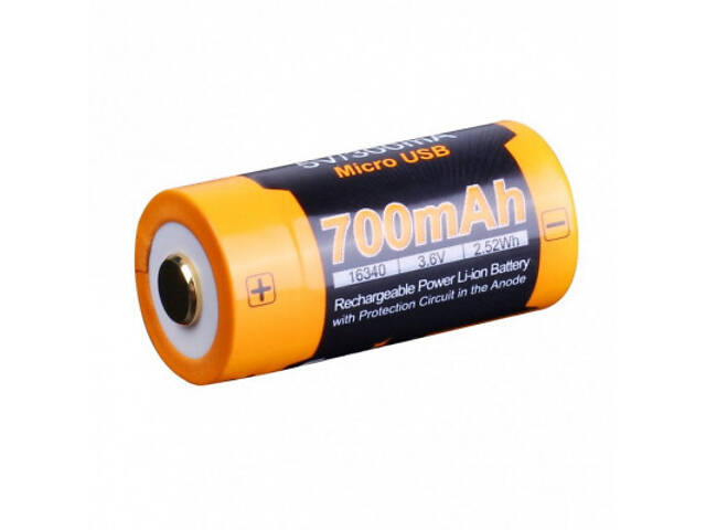 Акумулятор Fenix 16340 700 UP mAh Li-ion micro usb (ARB-L16-700UP) - Фото 2